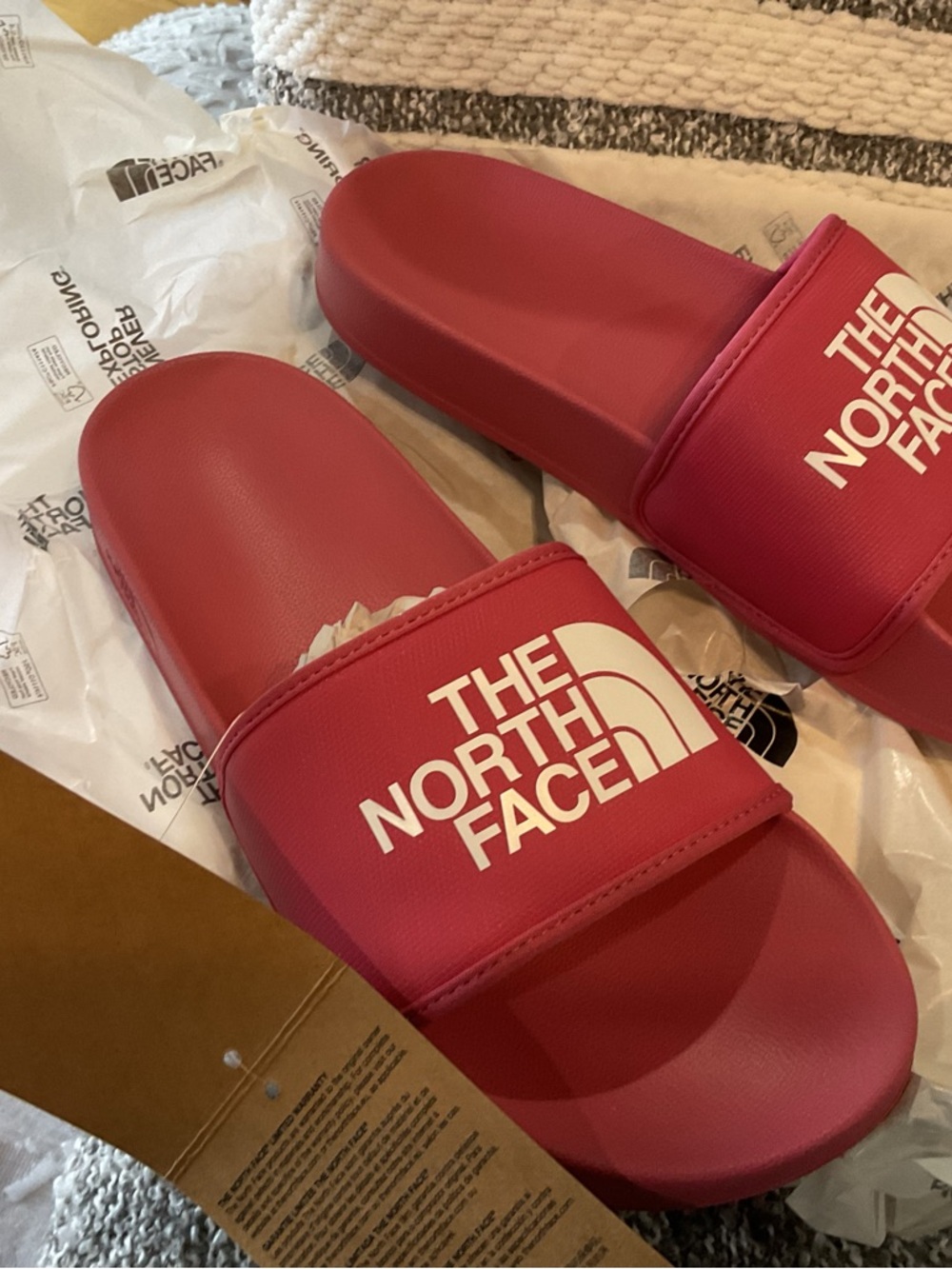 The North Face Pink Slide Sandal with White Logo